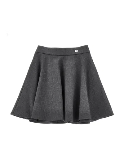 Monnalisa Babies'   Heart Application Wheel Skirt In Gray