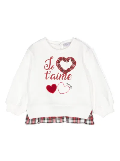 Monnalisa Babies' Sweatshirt Mit Herzapplikation In Weiss