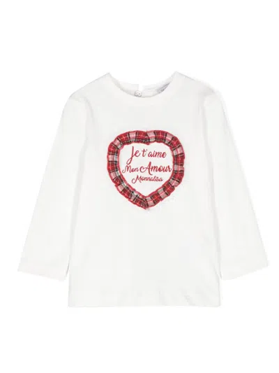 Monnalisa Babies' Heart-appliqué Cotton T-shirt In White