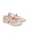 Monnalisa Heart-appliqué Mesh Ballet Flats In Pink