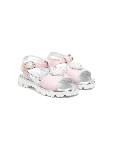 Monnalisa Kids' Heart-appliqué Sandals In Pink