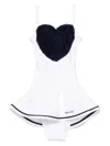 Monnalisa Ruched Heart Swimsuit In White