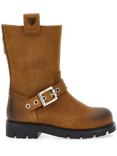 Monnalisa Babies'  Heart Buckle Boots In Brown