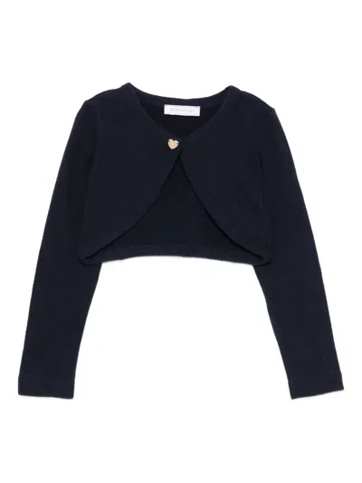 Monnalisa Heart-button Wool Cardigan In Blue