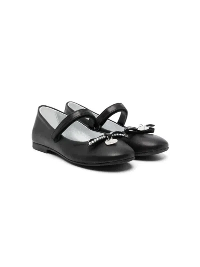 Monnalisa Kids' Heart-charm Ballerina Shoes In Black