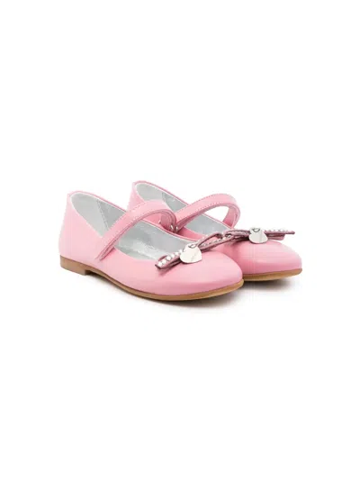 Monnalisa Kids' Heart-charm Ballerina Shoes In Pink