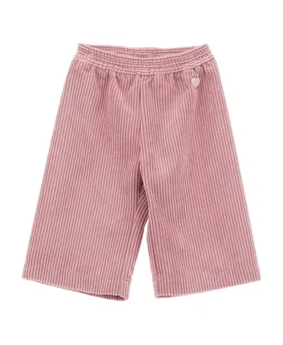 Monnalisa Heart-charm Chenille Trousers In Pink