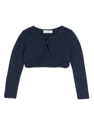 Monnalisa Kids' Heart-charm Cropped Cardigan In Blue