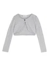 Monnalisa Heart-charm Cropped Cardigan In Grey