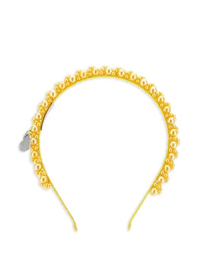 Monnalisa Kids' Heart-charm Headband In Yellow