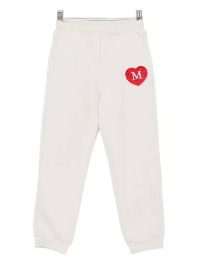 Monnalisa Kids' Heart-embellished Trousers In White