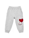 Monnalisa Heart Fleece Joggers In Pearl Grey