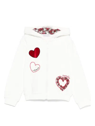 Monnalisa Kids' Heart-motif Hoodie In Neutrals