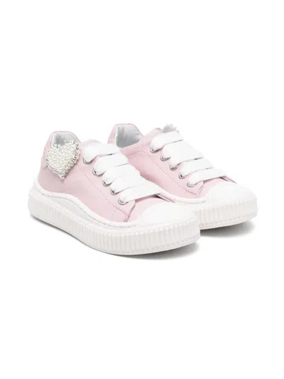 Monnalisa Kids' Heart-patch Sneakers In Pink
