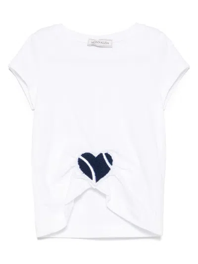 Monnalisa Kids' Heart-patch T-shirt In White