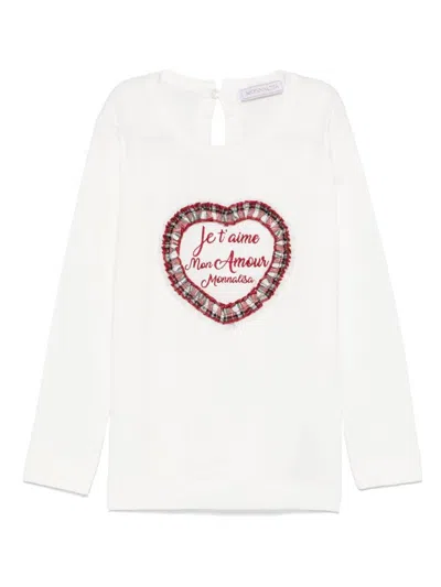 Monnalisa Kids' Heart-patch T-shirt In White