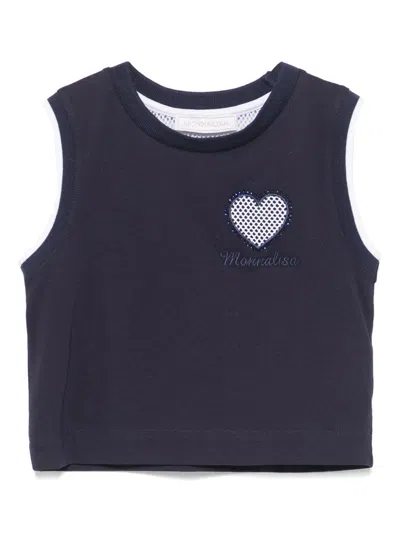 Monnalisa Kids' Tanktop Mit Herz-patch In Blau