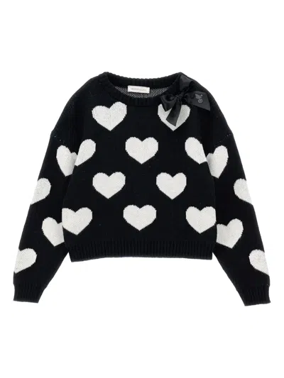 Monnalisa Kids' Heart-pattern Sweater In Black