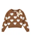 Monnalisa Heart-patterned Sweater In Brown