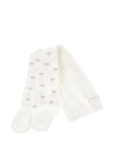 Monnalisa Babies' Heart-patterned Tights In White