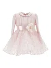 Monnalisa Heart-patterned Tulle Dress In Pink