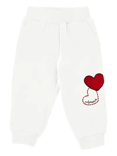 Monnalisa Babies' Heart-plaid Track Pants In White