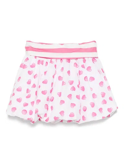 Monnalisa Kids' Heart-print Balloon Skirt In White