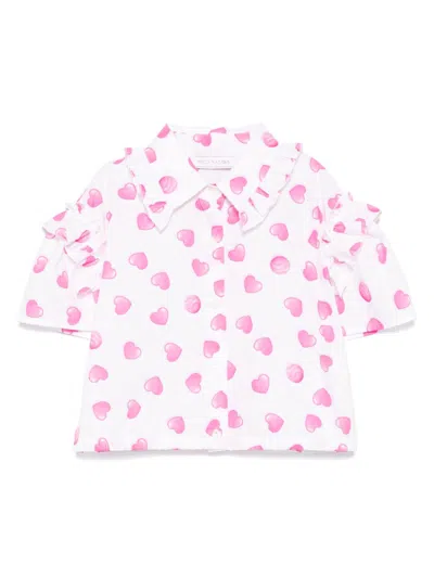 Monnalisa Kids' Heart-print Blouse In White