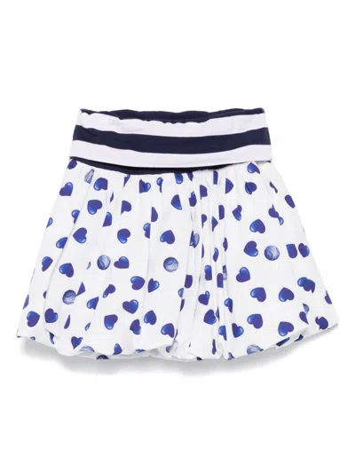 Monnalisa Kids' Heart-print Mini Skirt In White