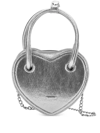 Monnalisa Kids' Heart-shaped Shoulder Bag In Silver