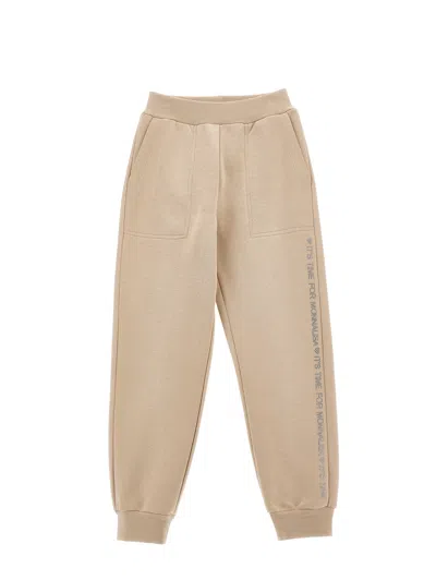 Monnalisa Kids'   Heavyweight Fleece Joggers In Beige