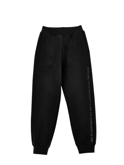 Monnalisa Kids'   Heavyweight Fleece Joggers In Black