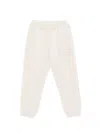 Monnalisa Heavyweight Fleece Joggers With Rhinestones In Cream
