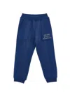 Monnalisa Heavyweight Fleece Joggers With Rhinestones In Navy Blue