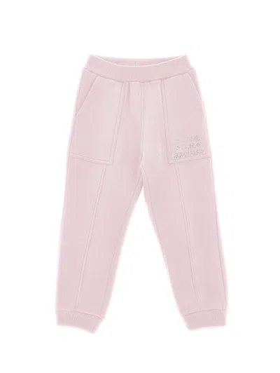 Monnalisa Kids'   Heavyweight Fleece Joggers With Rhinestones In Onion Couture
