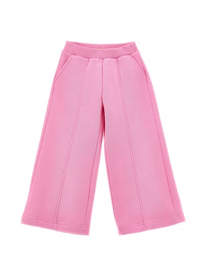 Monnalisa Kids'   Heavyweight Fleece Trousers In Bright Peach Pink