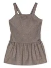 Monnalisa Herringbone-pattern Sleeveless Dress In Brown