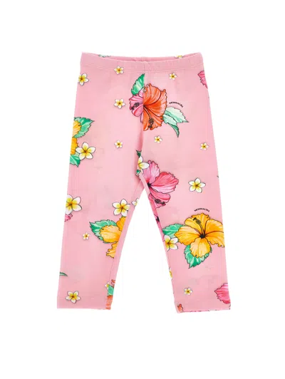 Monnalisa Kids' Floral-print Leggings In Pink