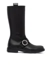 Monnalisa Embellished Pull-on Knee-high Boots In Black