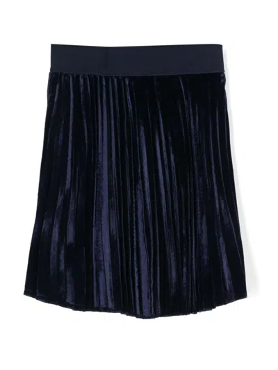 Monnalisa Kids' High-waist Pleated Skirt In Blue