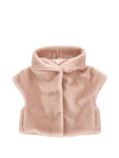 Monnalisa Kids' Hooded Faux-fur Gilet In Brown