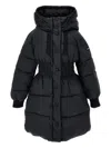 Monnalisa Hooded Puffer Coat In Black