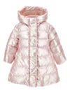 Monnalisa Down Jacket With Hood And Zip In Pink