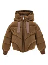 Monnalisa Hooded Puffer Jacket In Brown