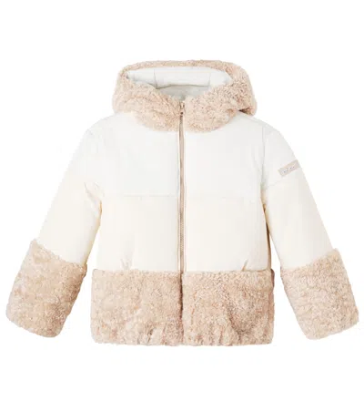 Monnalisa Kids' Hooded Puffer Jacket In White