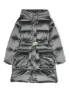 Monnalisa Hooded Puffer Midi Coat In Grey