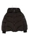 Monnalisa Hooded Quilted Jacket In Brown