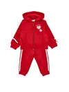 Monnalisa Hooded Tracksuit With Hearts In Red