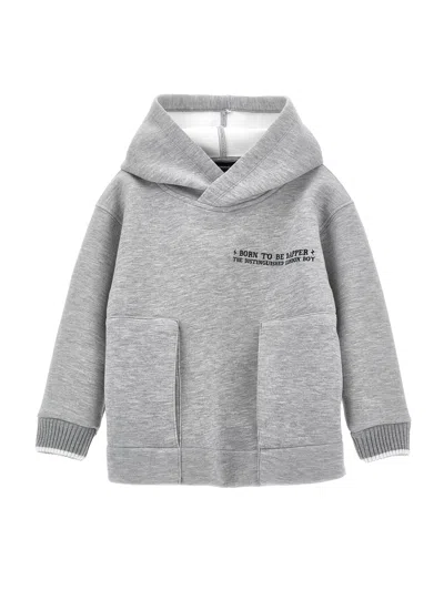Monnalisa Kids'   Hoodie In Grey + Cream