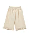 Monnalisa Heart Ruffle Trousers In Neutral